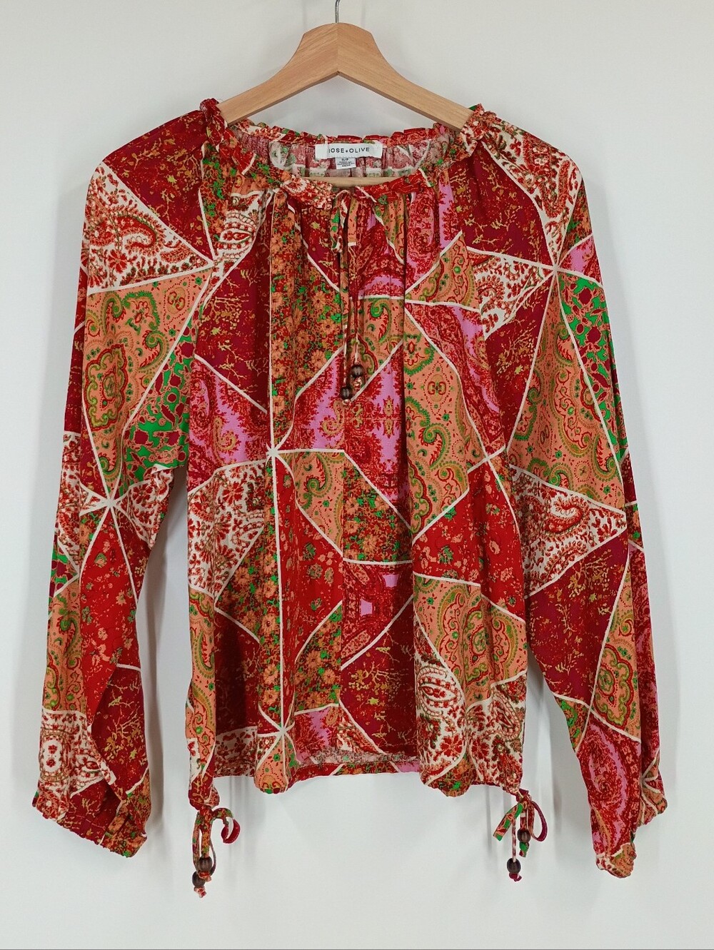 Rose + Olive Patchwork Tied Blouse